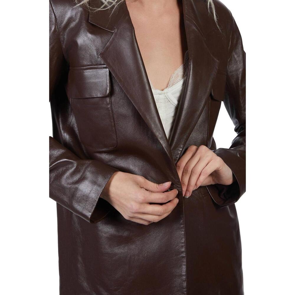 NEW ZEYNEP ARCAY suit leather jacket in plum - Picture 8 of 9